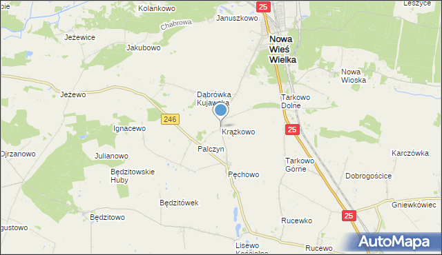 mapa Krążkowo, Krążkowo gmina Złotniki Kujawskie na mapie Targeo